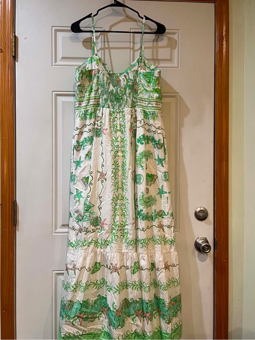 Lilly Pulitzer White Maxi Dress with Green Botanical Print Size 12
